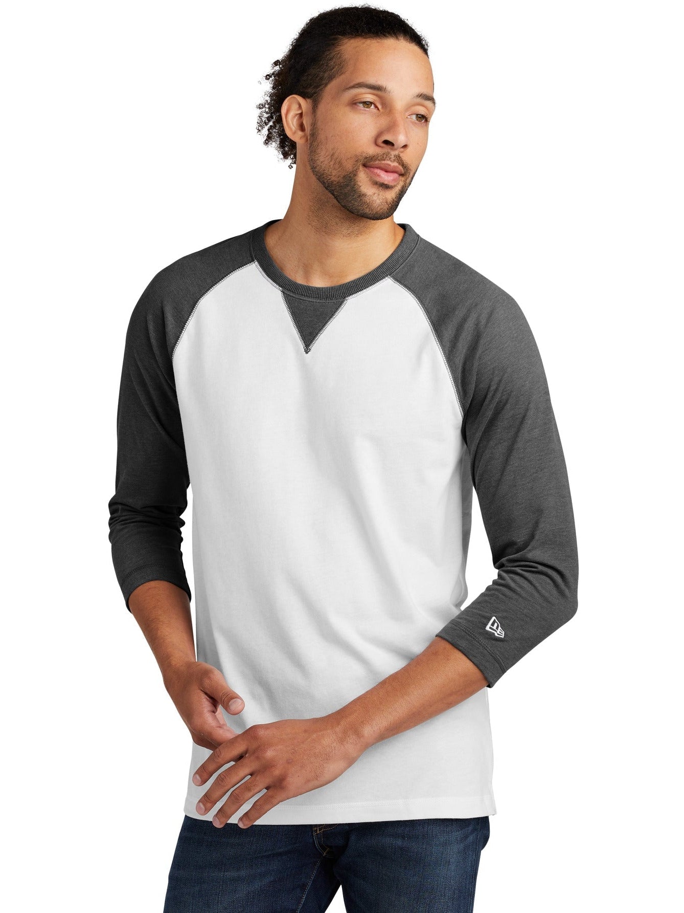 no-logo New Era Sueded Cotton 3/4-Sleeve Baseball Raglan Tee-Active-New Era-Thread Logic