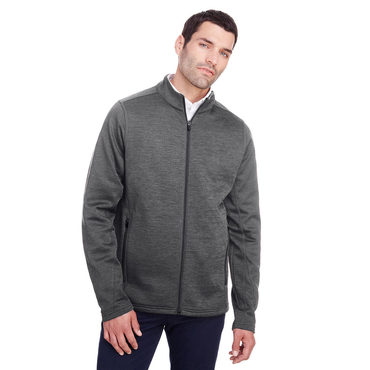 no-logo North End Flux 2.0 Full-Zip Jacket-Men's Jackets-North End-Carbon Heather/Black-S-Thread Logic