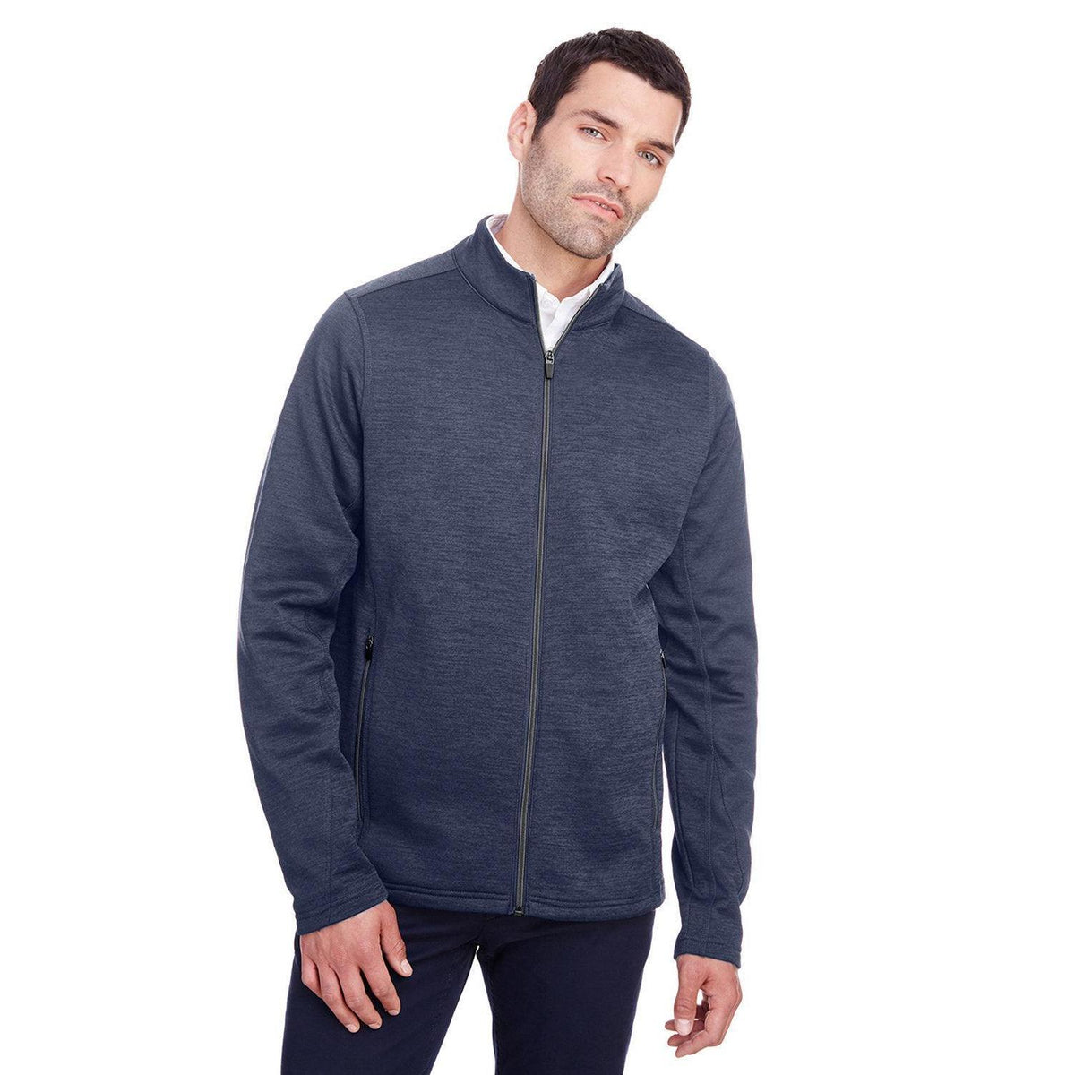 no-logo North End Flux 2.0 Full-Zip Jacket-Men's Jackets-North End-Classic Navy/Heather-S-Thread Logic