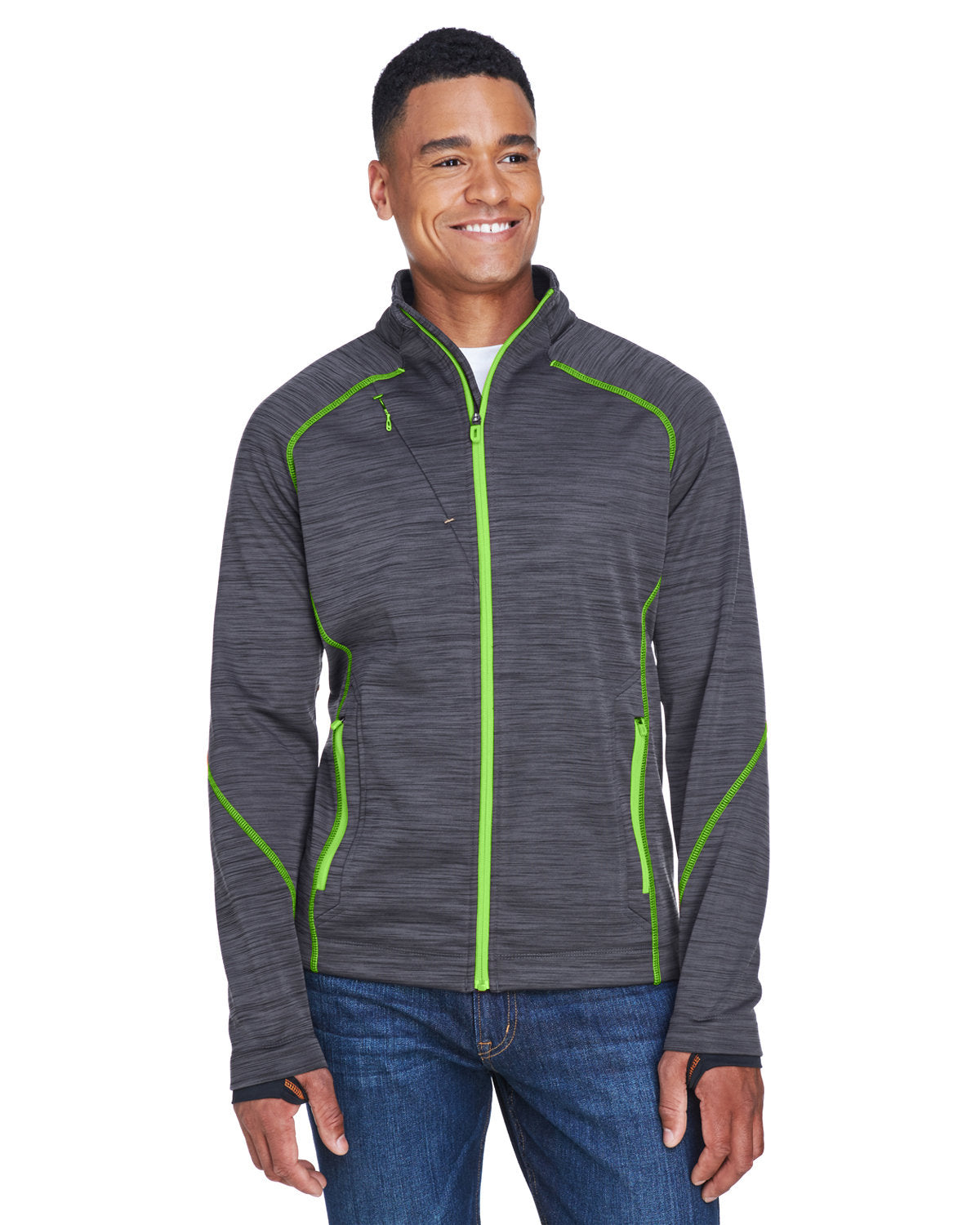 North End Flux Mélange Bonded Fleece Jacket-Men's Jackets-North End-Carbon/Acid Green-S-Thread Logic