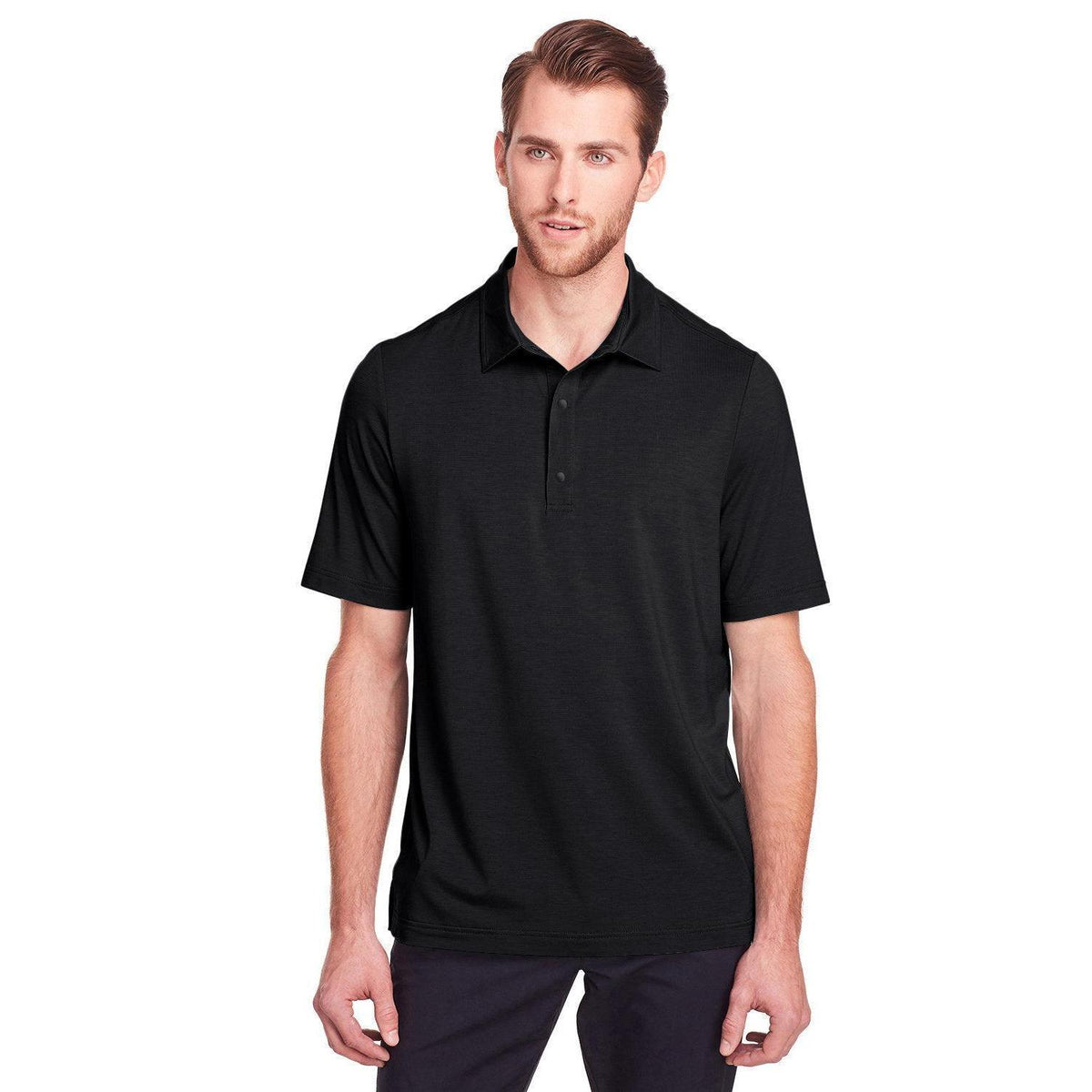 no-logo North End Jaq Snap-Up Stretch Performance Polo-Men's Polos-North End-Black-S-Thread Logic