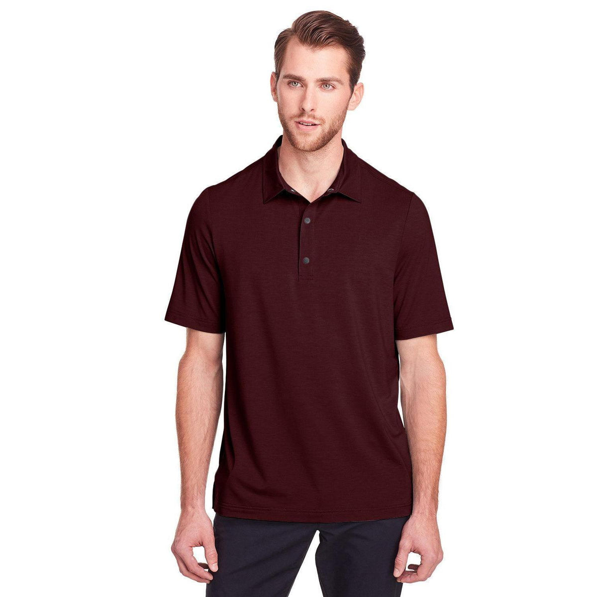 no-logo North End Jaq Snap-Up Stretch Performance Polo-Men's Polos-North End-Burgundy-S-Thread Logic