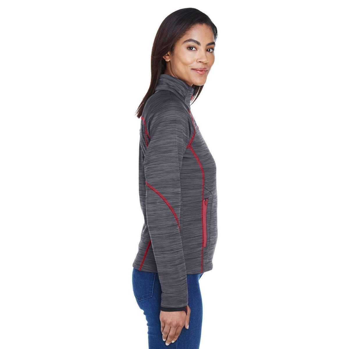 no-logo North End Ladies Flux Mélange Bonded Fleece Jacket-Ladies Jackets-North End-Thread Logic