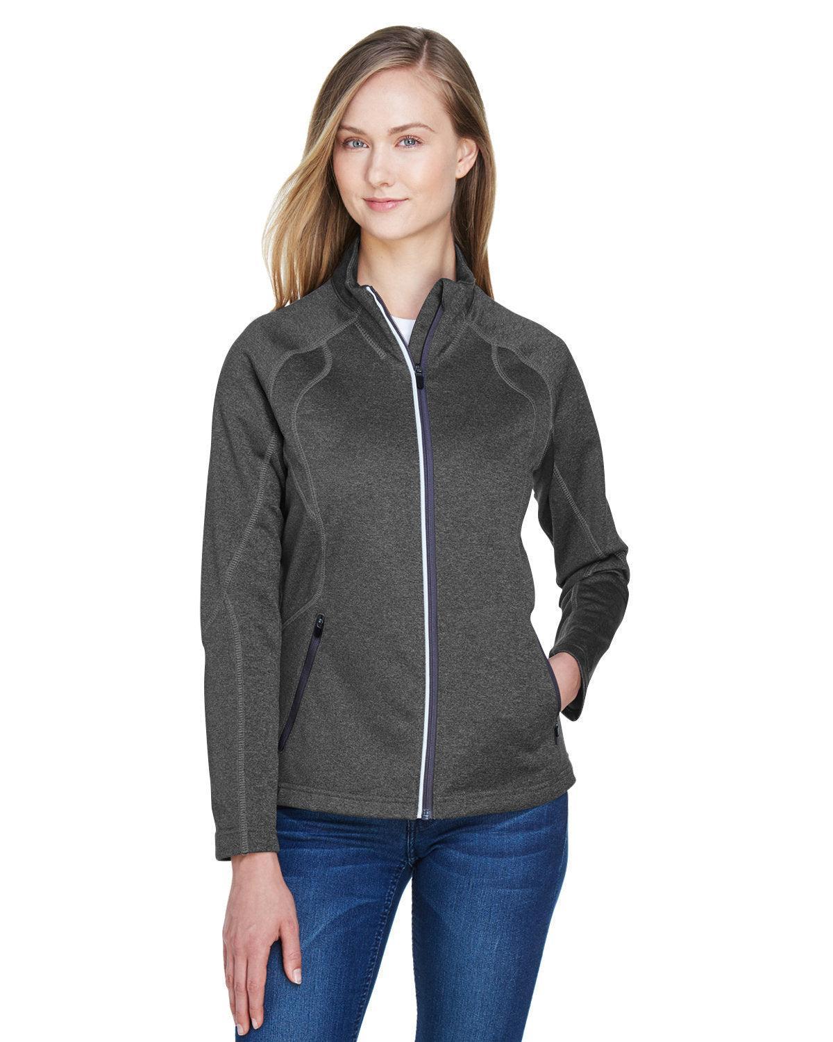 North End Ladies Gravity Performance Fleece Jacket-Ladies Jackets-North End-Carbon Heather-XS-Thread Logic