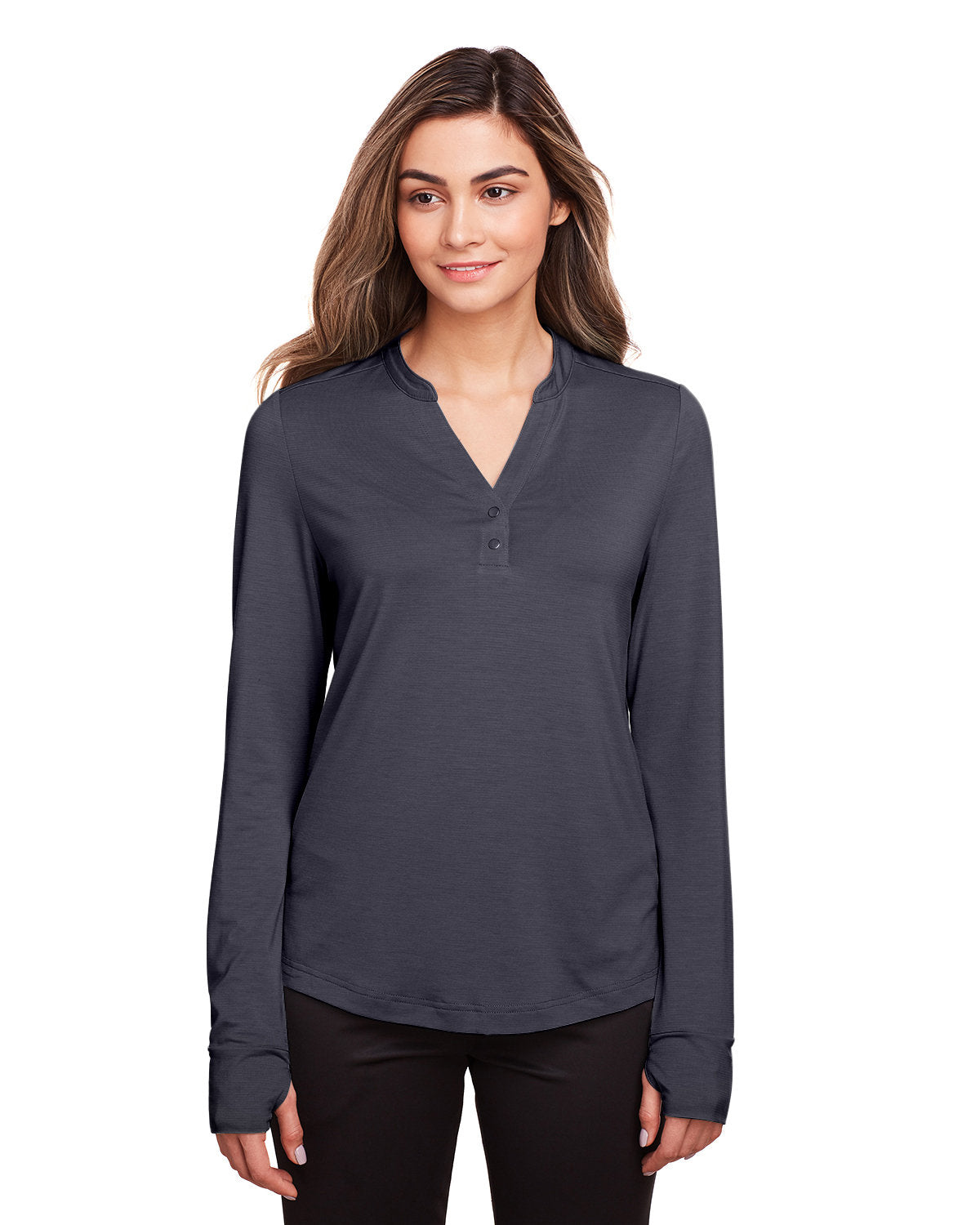North End Ladies Jaq Snap-Up Stretch Performance Pullover-Ladies Layering-North End-Carbon-S-Thread Logic