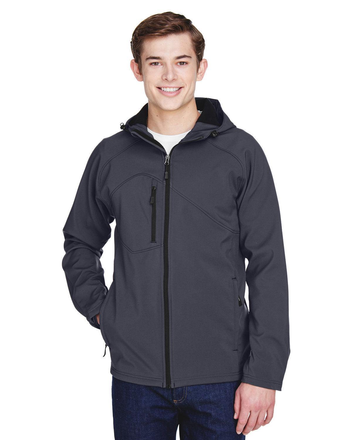 North End Prospect Two-Layer Fleece Bonded Soft Shell Hooded Jacket-Men's Jackets-North End-Fossil Grey-S-Thread Logic