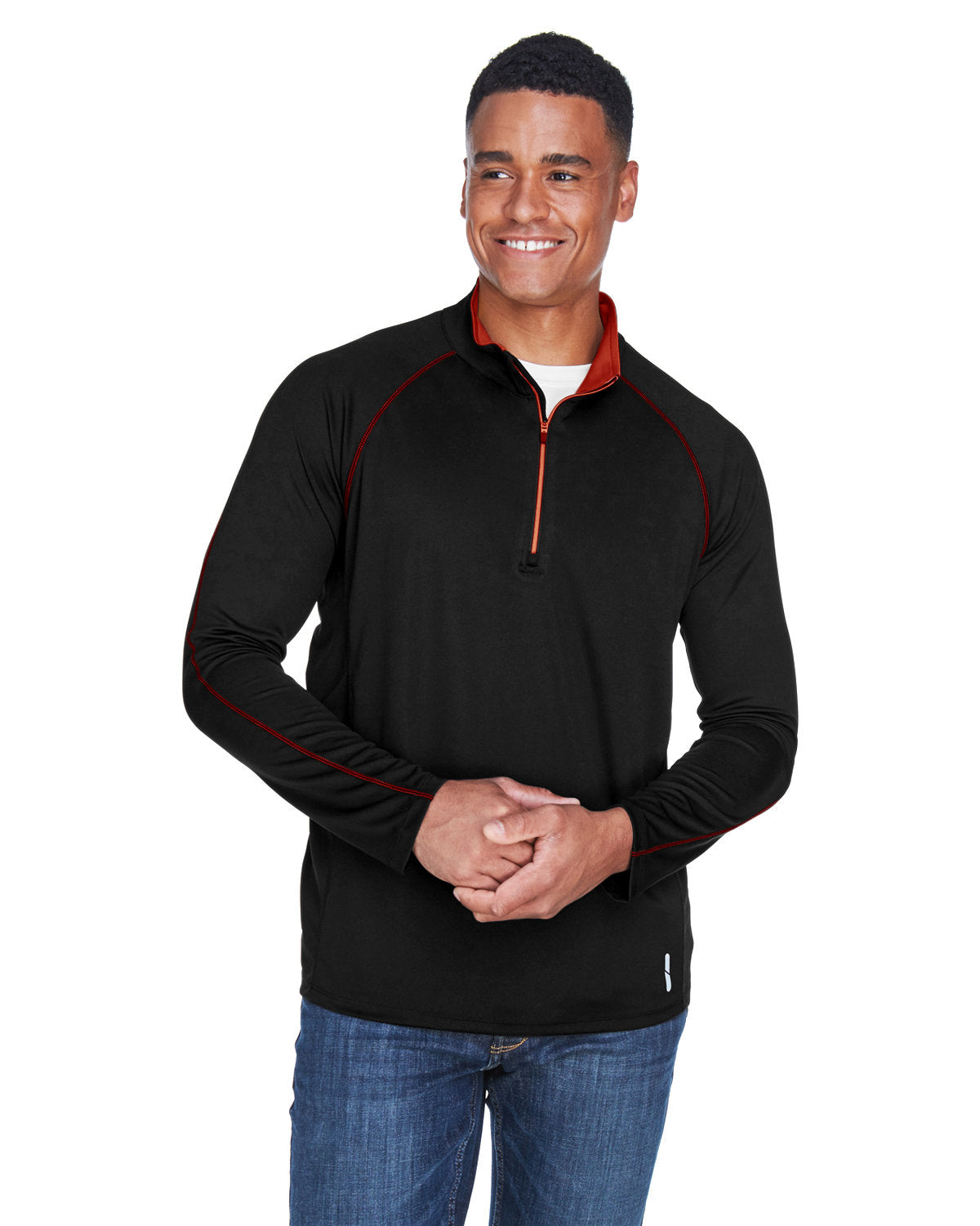 North End Radar Performance Quarter-Zip-Men's Layering-North End-Black/Classic Red-S-Thread Logic