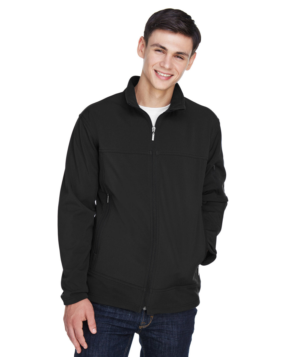North End Three-Layer Fleece Bonded Performance Soft Shell Jacket-Men's Jackets-North End-Black-S-Thread Logic