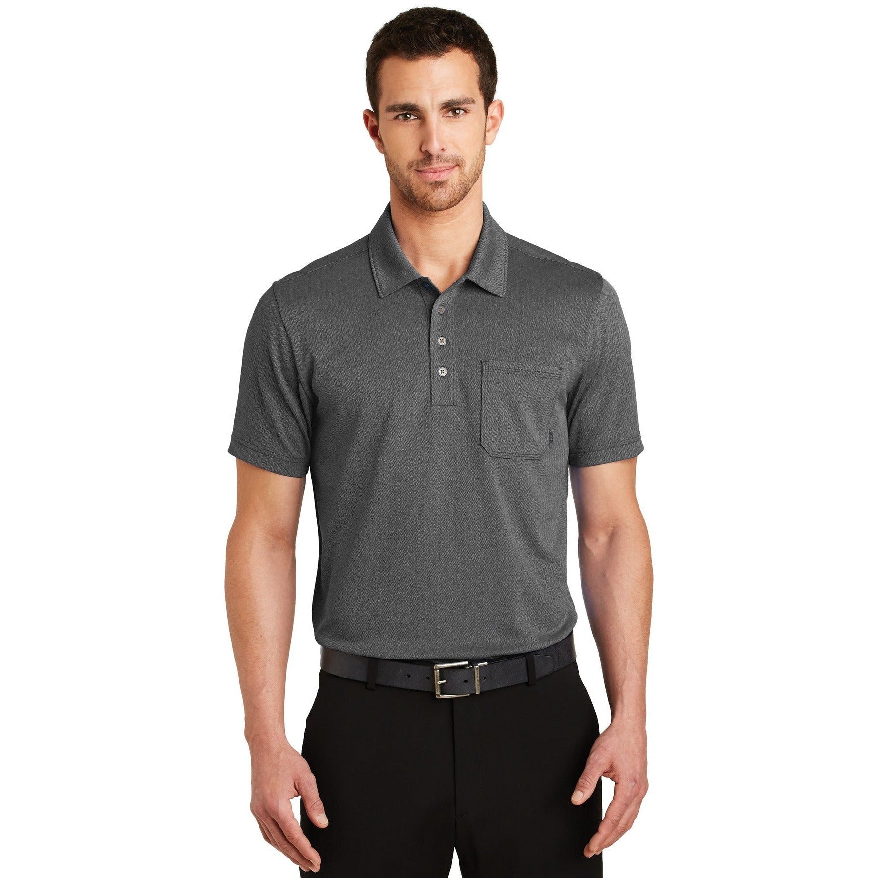 no-logo CLOSEOUT - OGIO Express Polo-OGIO-Blacktop Herringbone-L-Thread Logic