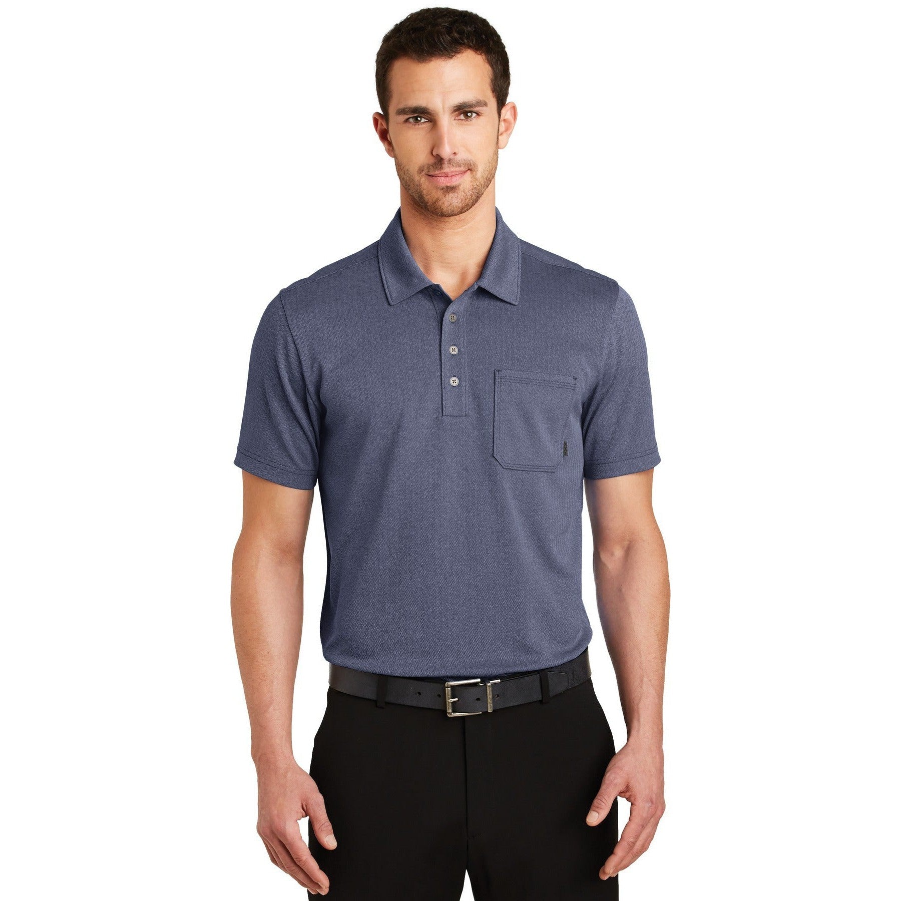 no-logo CLOSEOUT - OGIO Express Polo-OGIO-Blueprint Herringbone-L-Thread Logic