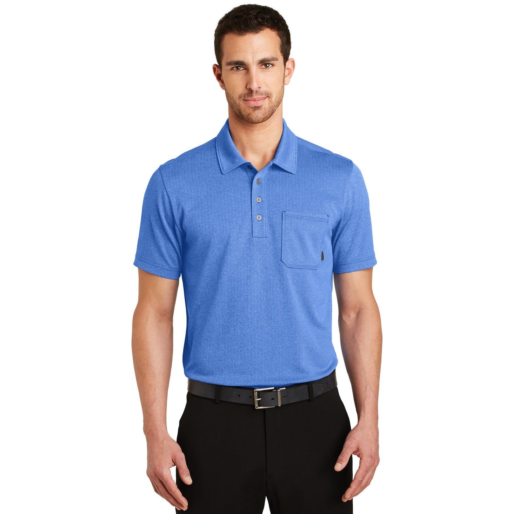 no-logo CLOSEOUT - OGIO Express Polo-OGIO-Electric Blue Herringbone-L-Thread Logic