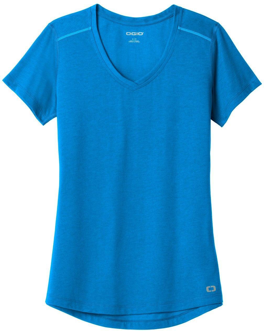 No-Logo CLOSEOUT - OGIO Endurance Ladies Peak V-Neck Tee-Polos-OGIO-Bolt Blue-S-Thread Logic