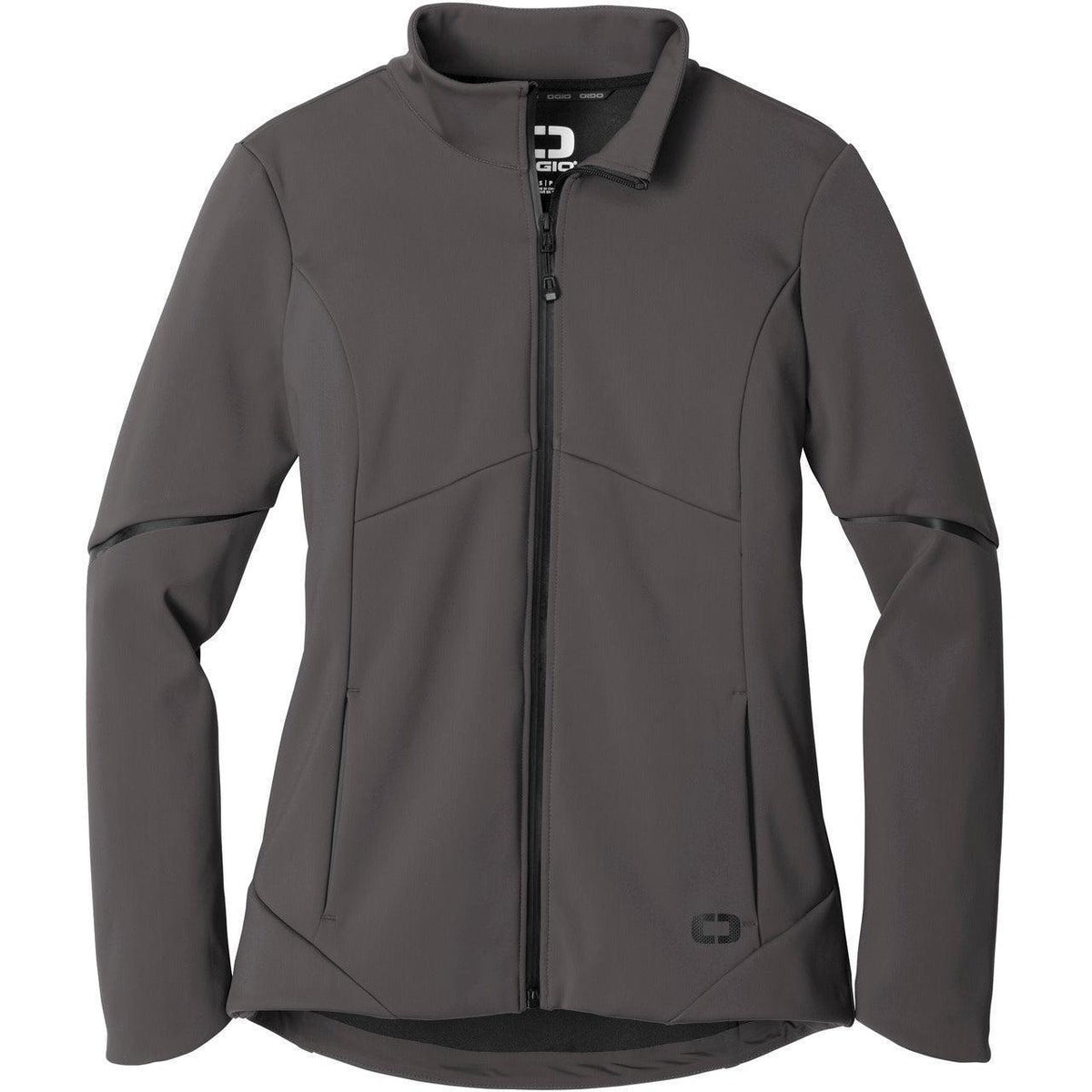 logo-left OGIO Women's Exaction Soft Shell Jacket-Active-OGIO-Tarmac Grey-XS-Thread Logic