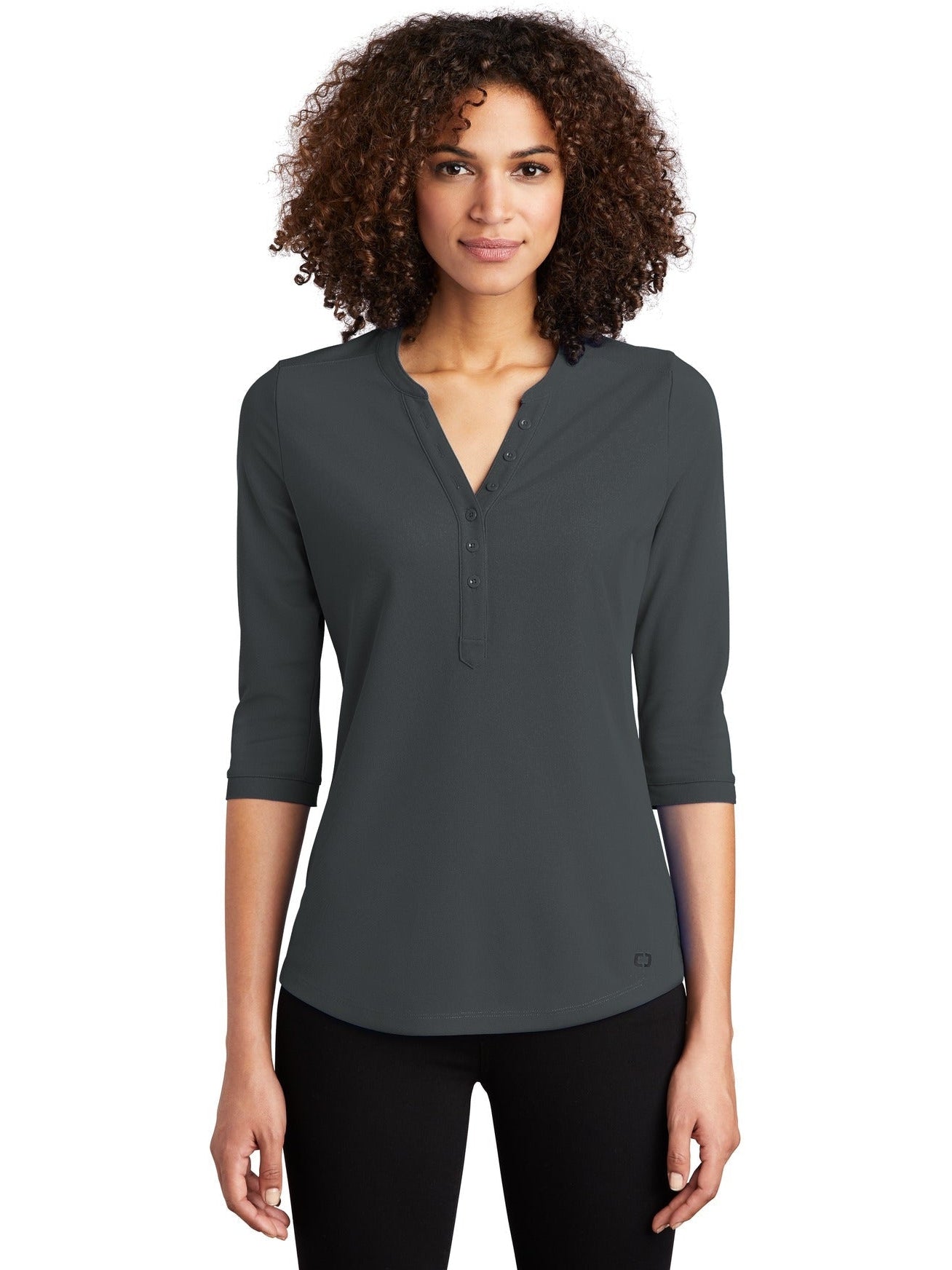 no-logo OGIO Ladies Jewel Henley-Regular-OGIO-Thread Logic
