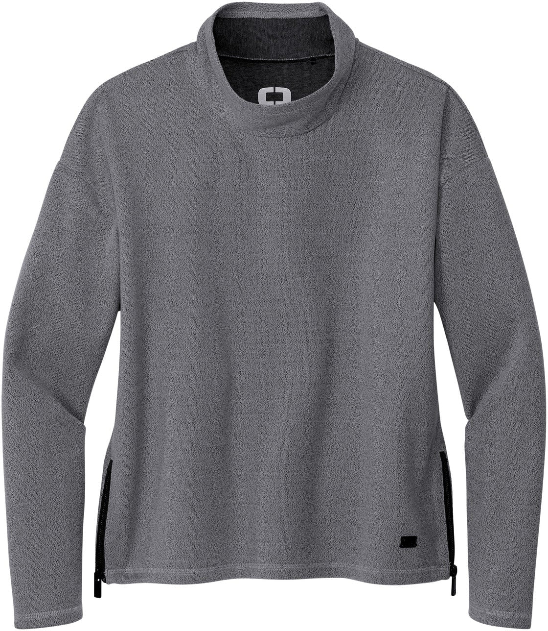 No-Logo CLOSEOUT - OGIO Ladies Transition Pullover-Crewnecks-OGIO-Blacktop Heather-S-Thread Logic