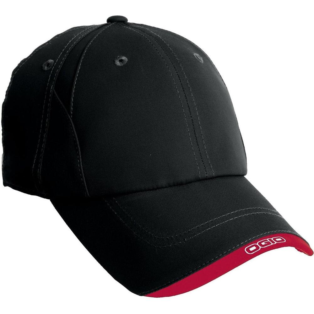 no-logo CLOSEOUT - OGIO X-Over Cap-Headwear-OGIO-Blacktop/Chili Red-OSFA-Thread Logic