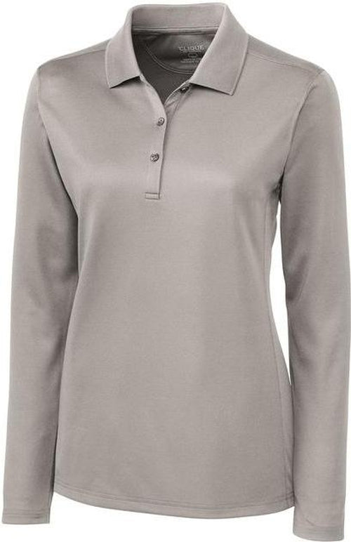 Clique Ladies L/S Ice Lady Pique Polo-XS-Silver-Thread Logic