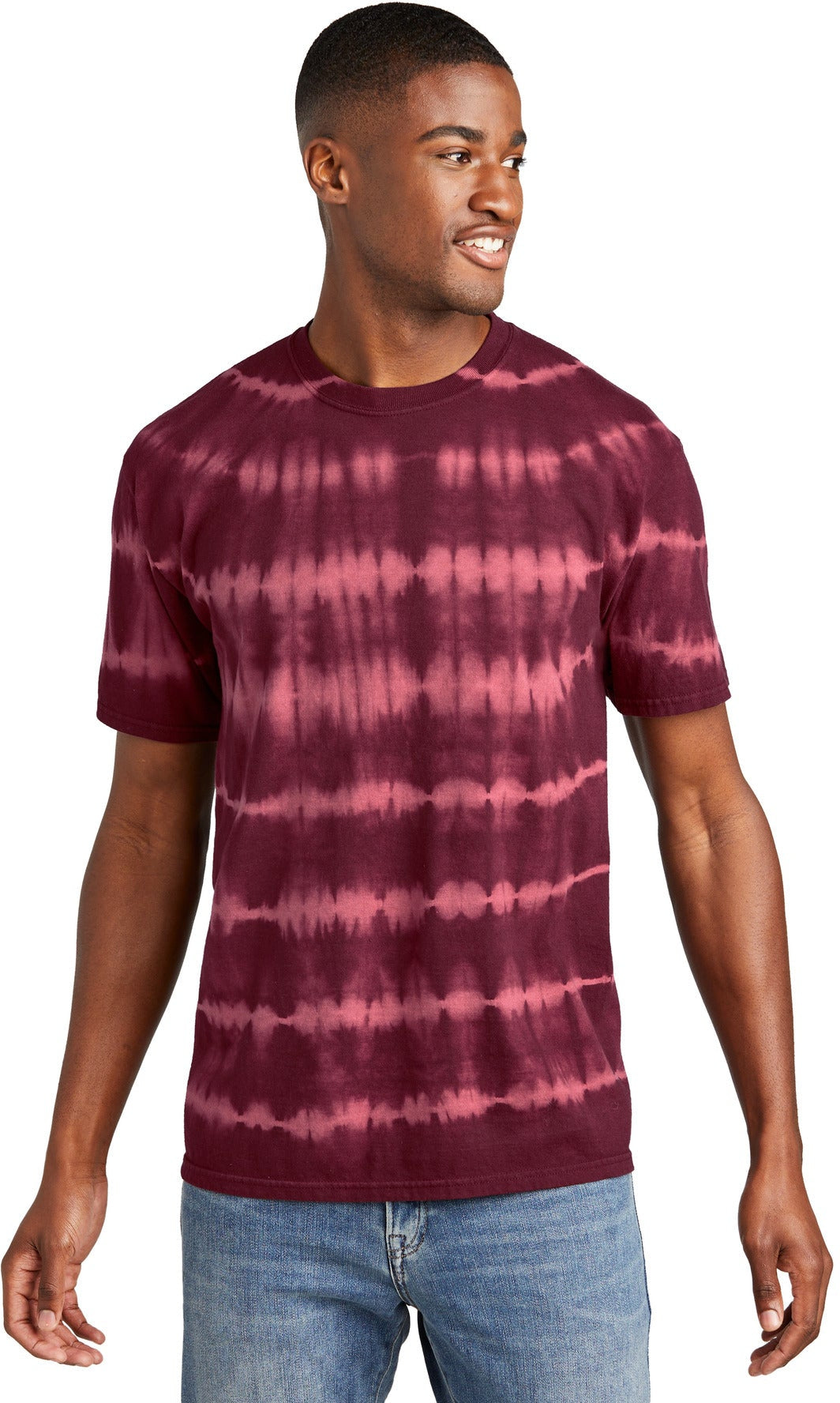no-logo Port & Company Allover Stripe Tie-Dye Tee-Port & Company-Thread Logic