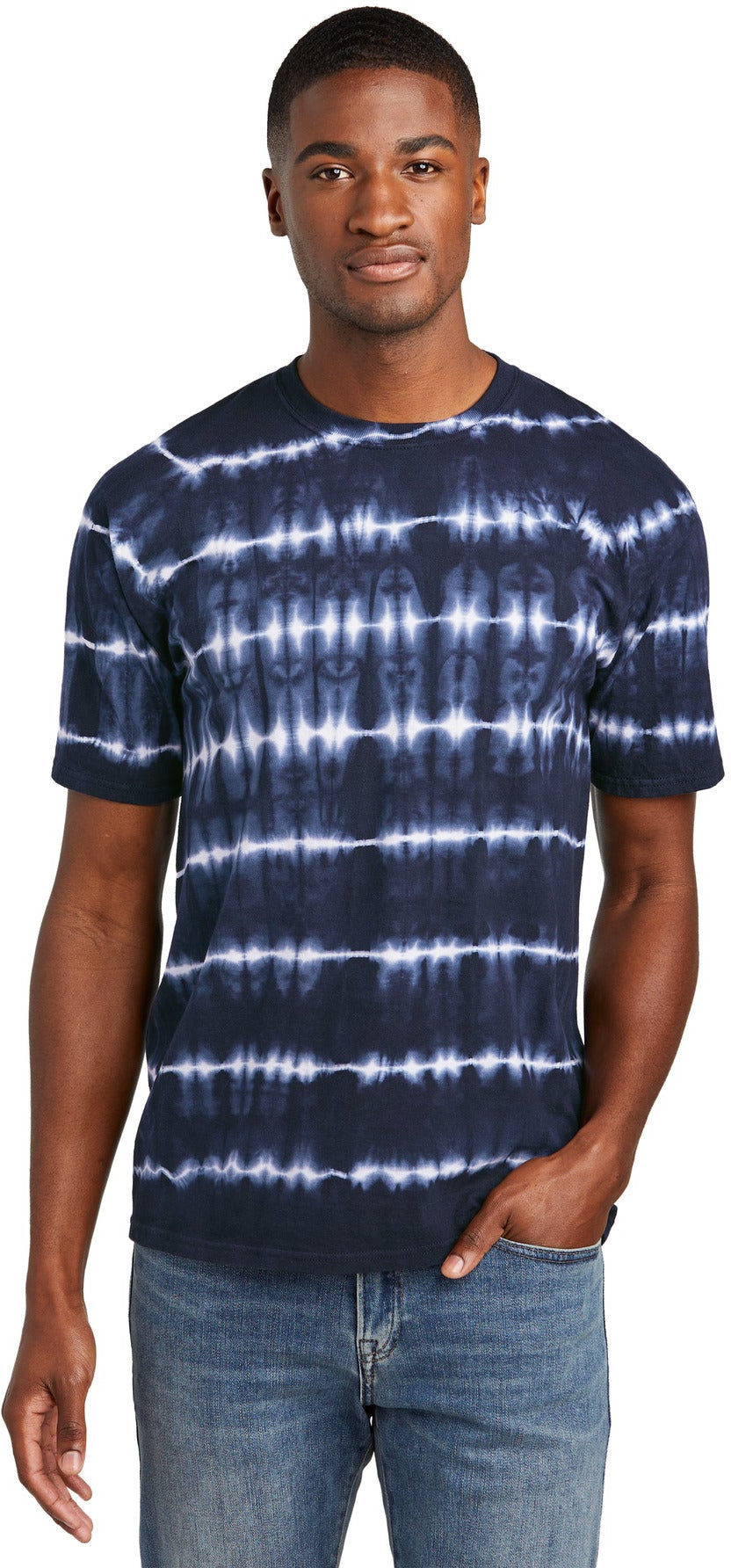 no-logo Port & Company Allover Stripe Tie-Dye Tee-Port & Company-Thread Logic