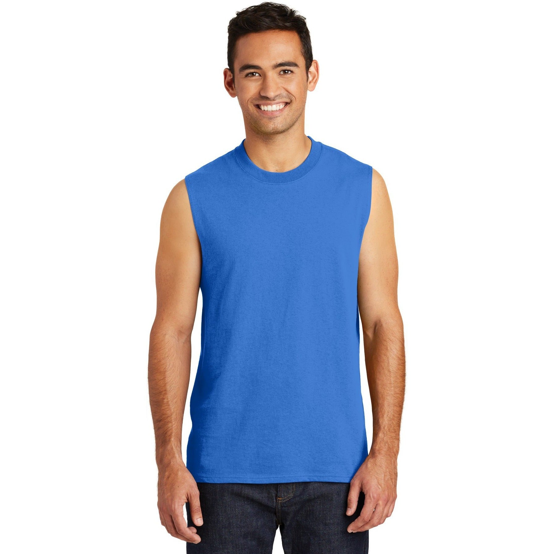 no-logo CLOSEOUT - Port & Company Core Cotton Sleeveless Tee-Port & Company-Royal-S-Thread Logic