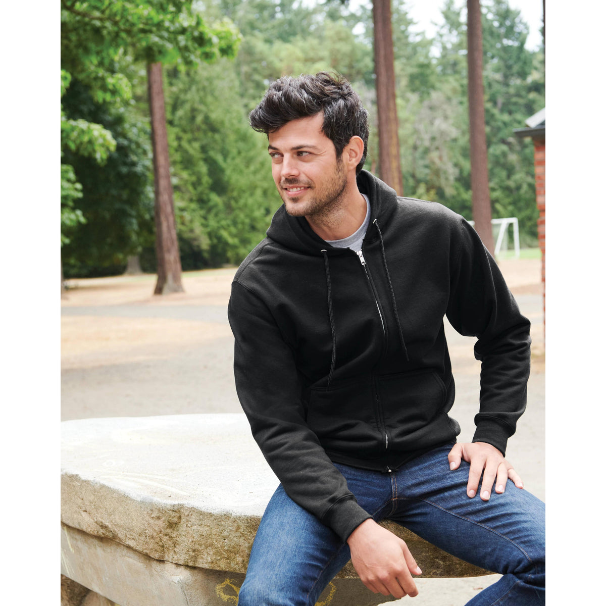 no-logo Port & Company Ultimate Full-Zip Hooded Sweatshirt-Full Zips-Port & Company-Thread Logic