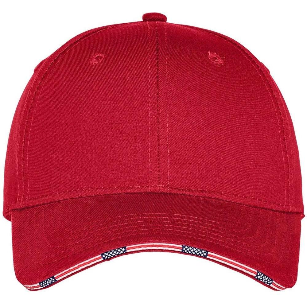 no-logo Port Authority Americana Flag Sandwich Cap-Regular-Port Authority-Deep Red-OSFA-Thread Logic