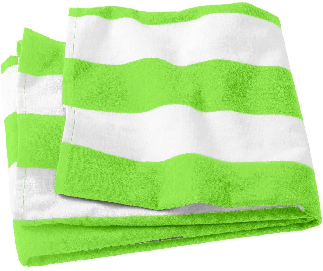 no-logo Port Authority Cabana Stripe Beach Towel-Regular-Port Authority-Bright Lime-1 Size-Thread Logic