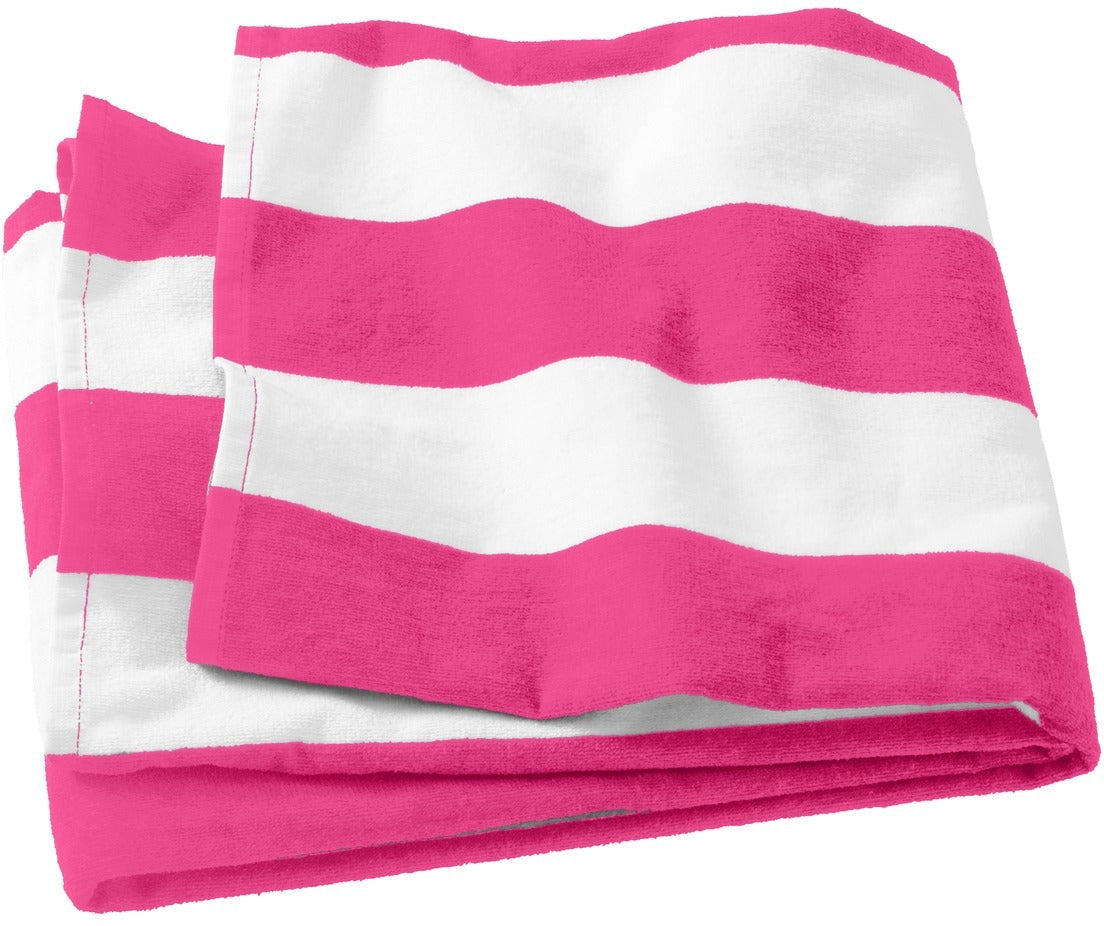 no-logo Port Authority Cabana Stripe Beach Towel-Regular-Port Authority-Tropical Pink-1 Size-Thread Logic