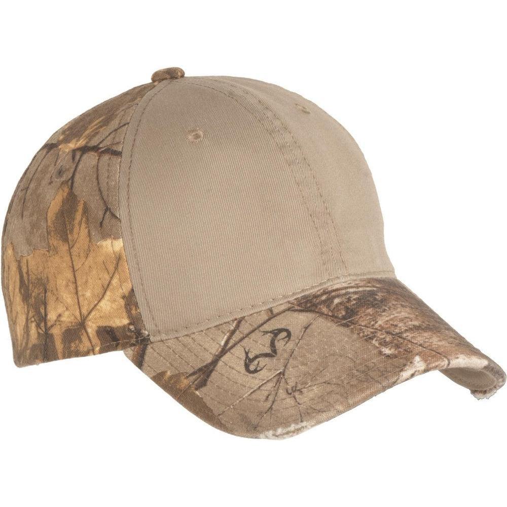 no-logo Port Authority Camo Cap with Contrast Front-Headwear-Port Authority-Realtree Xtra/Khaki-OSFA-Thread Logic