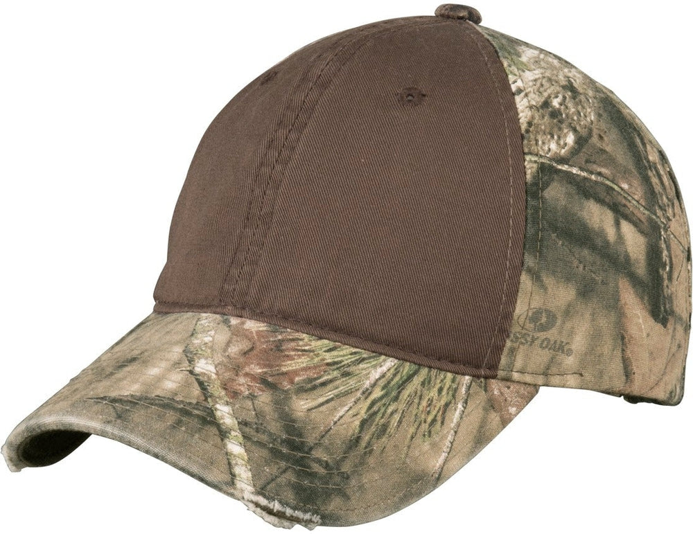 no-logo Port Authority Camo Cap with Contrast Front-Regular-Port Authority-Mossy Oak Break-Up Country/Chocolate-OSFA-Thread Logic