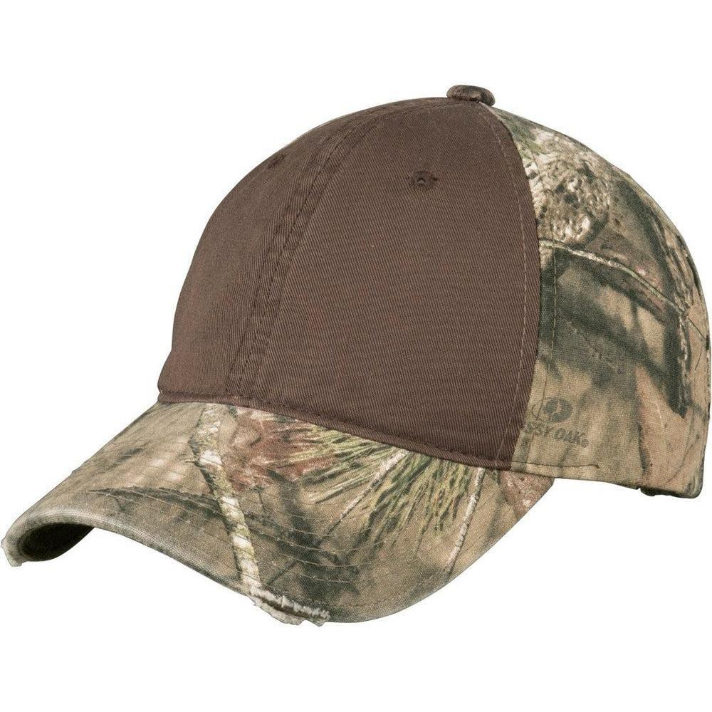 no-logo Port Authority Camo Cap with Contrast Front-Headwear-Port Authority-Mossy Oak Break-Up Country/Chocolate-OSFA-Thread Logic