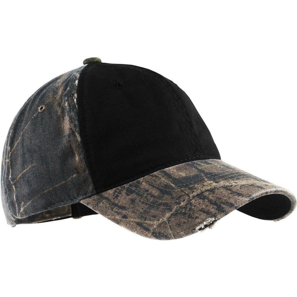 no-logo Port Authority Camo Cap with Contrast Front-Headwear-Port Authority-Mossy Oak New Break-Up/Black-OSFA-Thread Logic