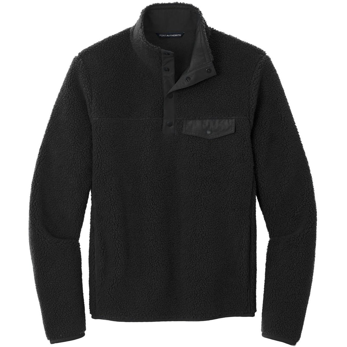 no-logo Port Authority Camp Fleece Snap Pullover