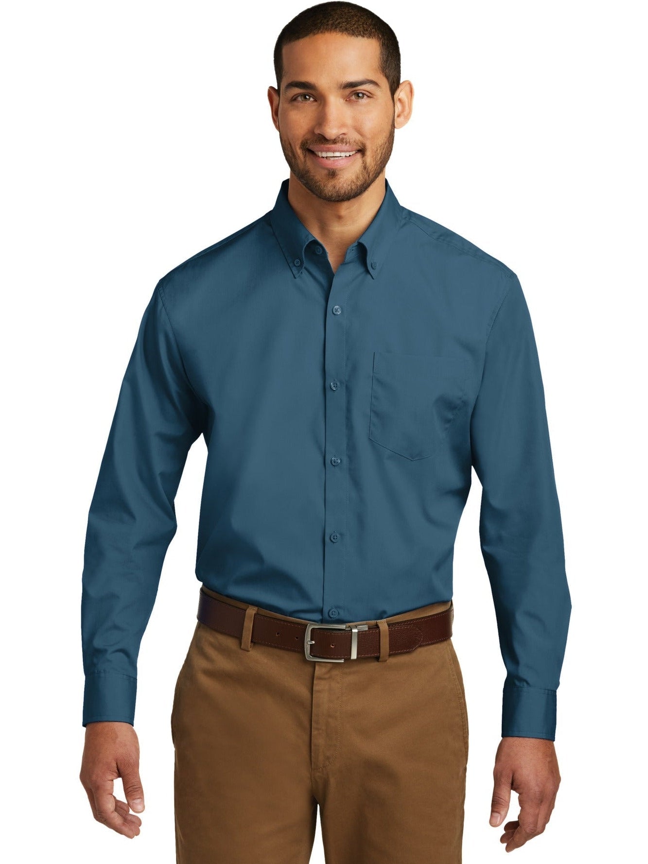 no-logo Port Authority Carefree Poplin Shirt-Regular-Port Authority-Thread Logic