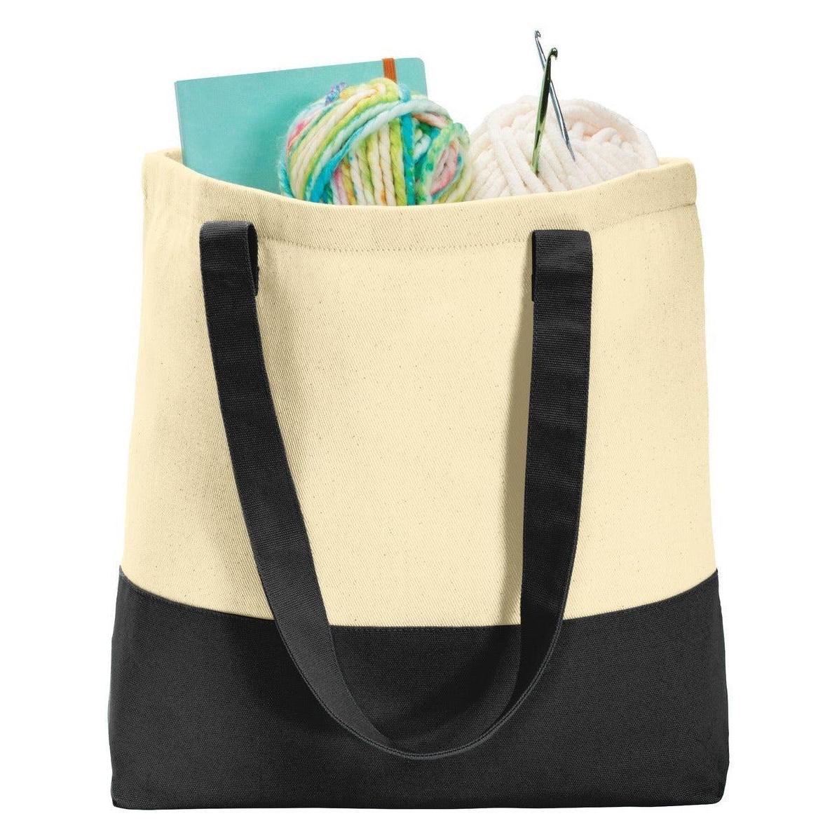 no-logo Port Authority Colorblock Cotton Tote-Regular-Port Authority-Natural/Black-Thread Logic