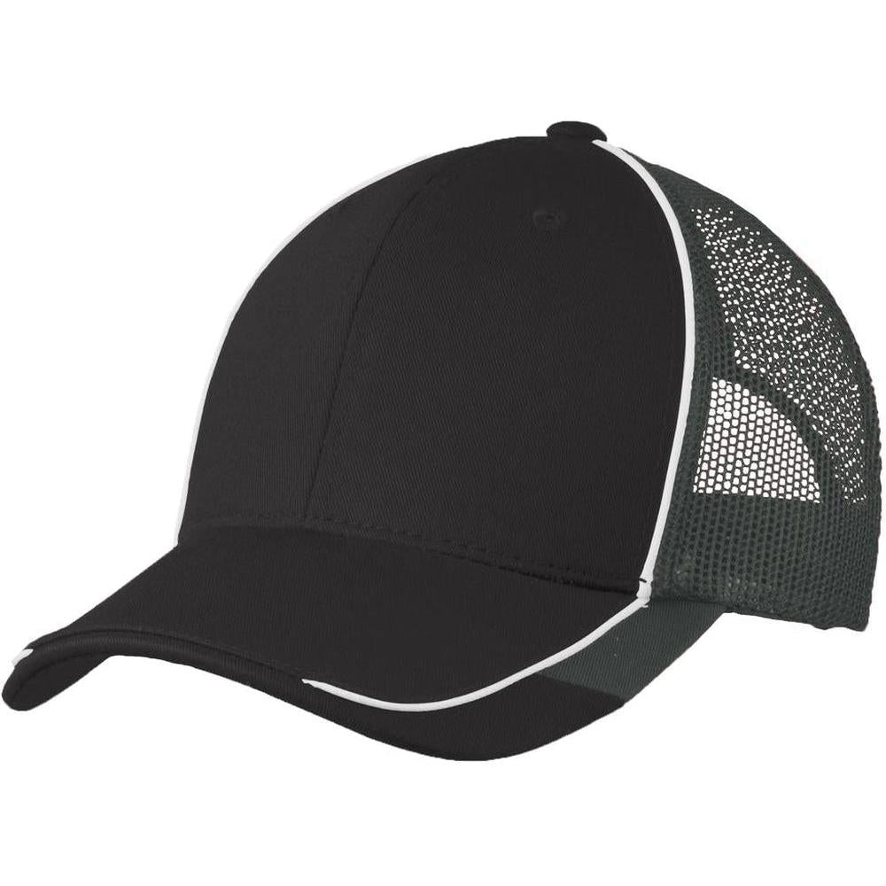 no-logo CLOSEOUT - Port Authority Colorblock Mesh Back Cap-Headwear-Port Authority-Black/White/Magnet-OSFA-Thread Logic