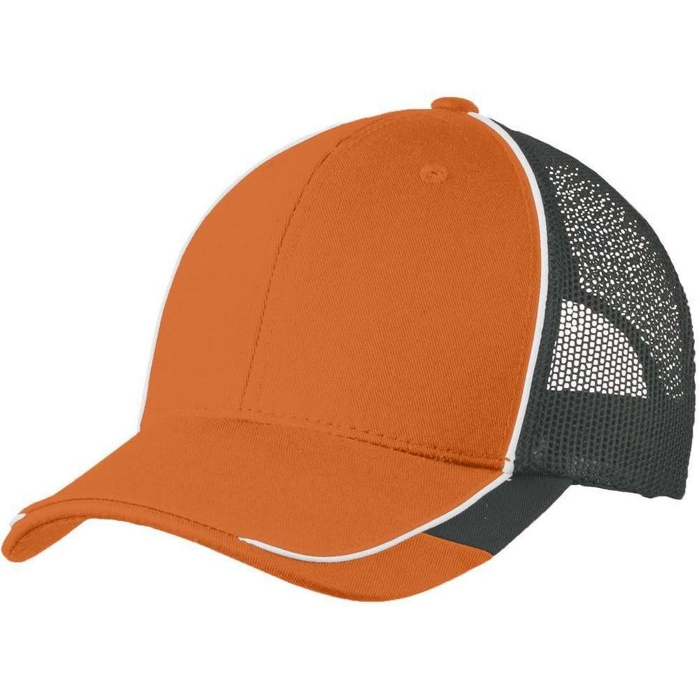 no-logo CLOSEOUT - Port Authority Colorblock Mesh Back Cap-Headwear-Port Authority-Flare Orange/White/Magnet-OSFA-Thread Logic