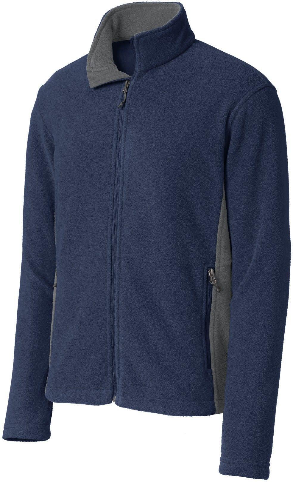 No-Logo CLOSEOUT - Port Authority Colorblock Value Fleece Jacket-Active-Port Authority-True Navy/Battleship Grey-S-Thread Logic