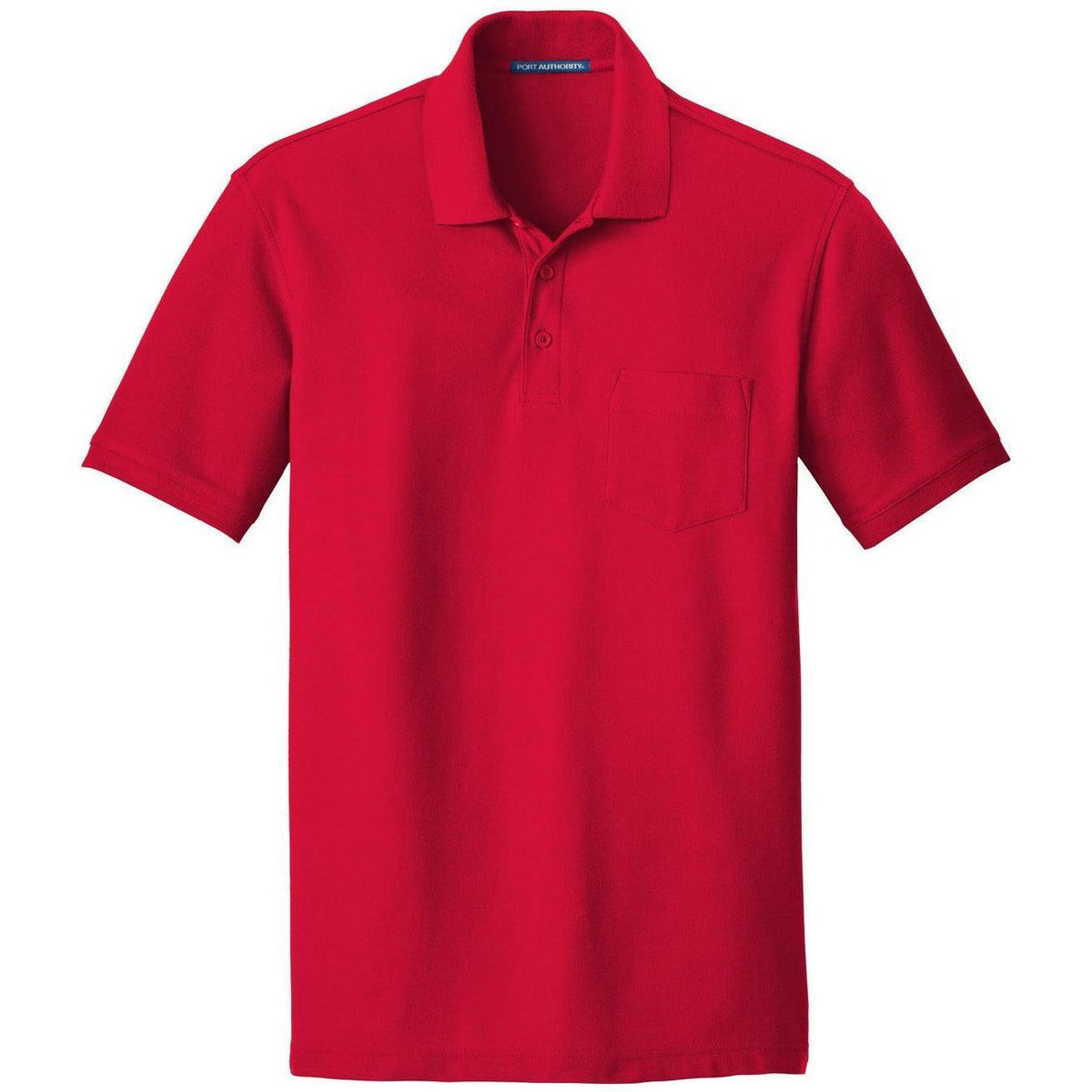 no-logo Port Authority Core Classic Pique Pocket Polo-Regular-Port Authority-Rich Red-S-Thread Logic