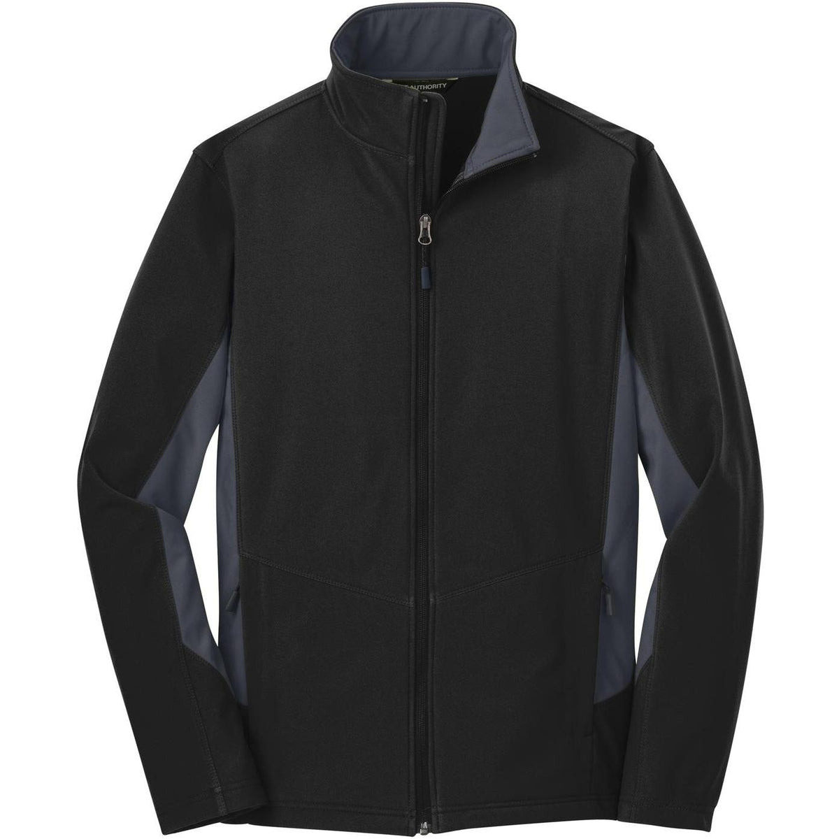 logo-left Port Authority Core Colorblock Soft Shell Jacket-Regular-Port Authority-Black/Battleship Grey-S-Thread Logic