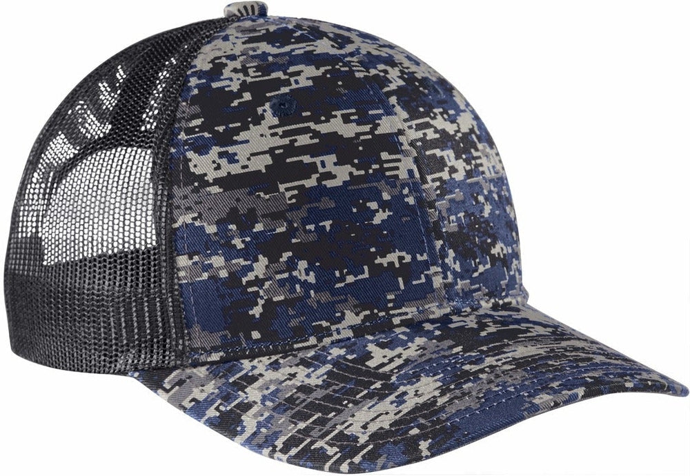 no-logo Port Authority Digi Camo Snapback Trucker Cap-Regular-Port Authority-Rich Navy Digi/Grey Steel-OSFA-Thread Logic no-logo