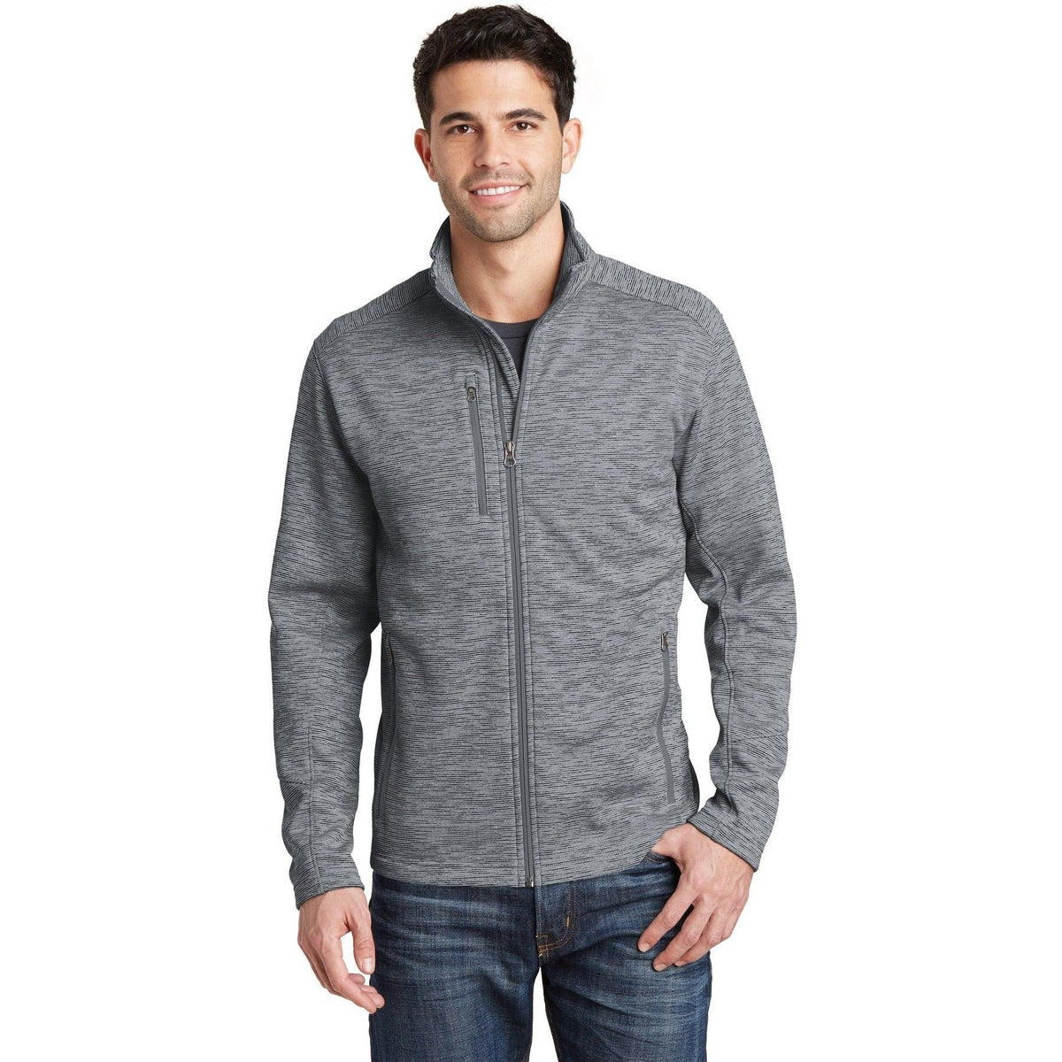 no-logo Port Authority Digi Stripe Fleece Jacket-Regular-Port Authority-Thread Logic