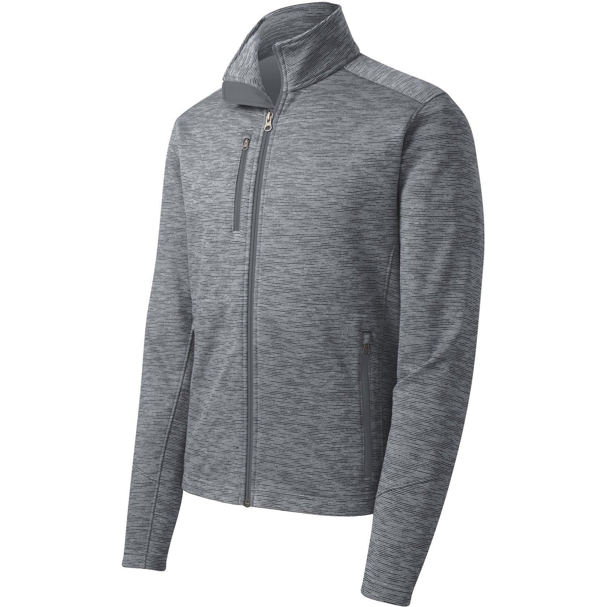 no-logo Port Authority Digi Stripe Fleece Jacket-Regular-Port Authority-Grey-S-Thread Logic