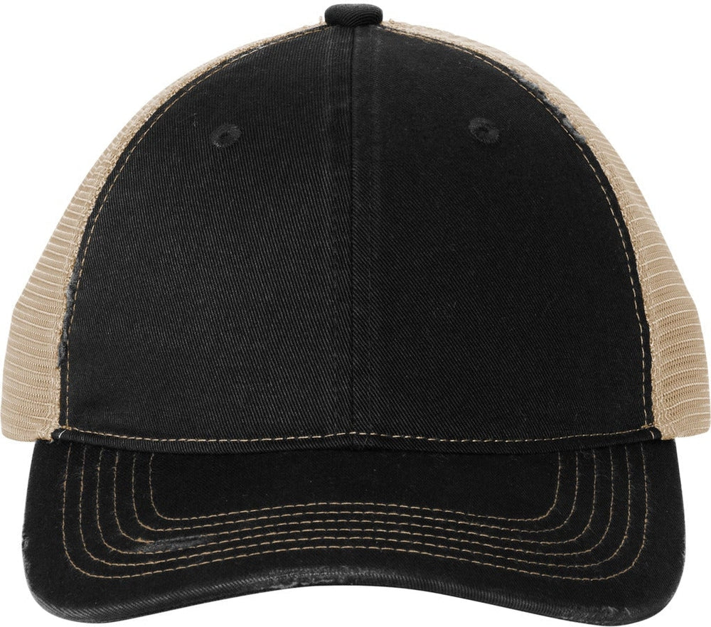 Port Authority Distressed Mesh Back Cap-New-Port Authority-Black/Khaki-OSFA-Thread Logic