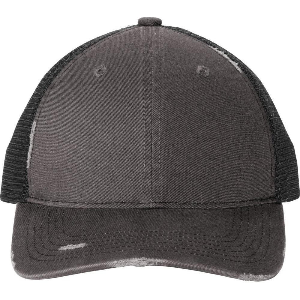 no-logo Port Authority Distressed Mesh Back Cap-New-Port Authority-Grey Steel/Black-OSFA-Thread Logic