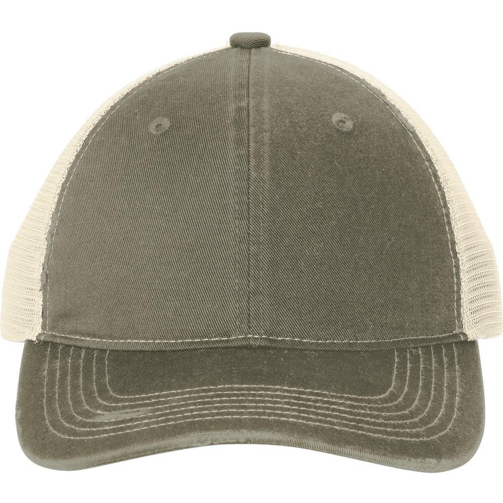 no-logo Port Authority Distressed Mesh Back Cap-New-Port Authority-Light Olive/Stone-OSFA-Thread Logic