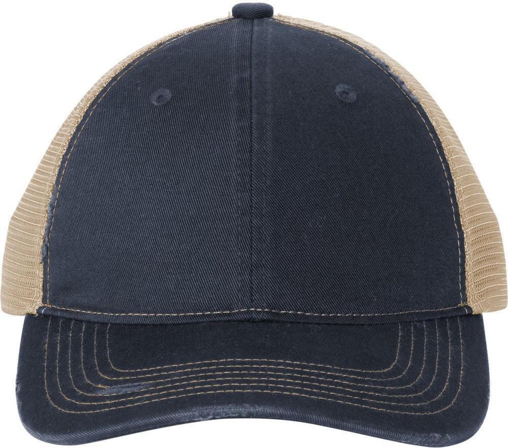 Port Authority Distressed Mesh Back Cap-New-Port Authority-River Blue Navy/Khaki-OSFA-Thread Logic