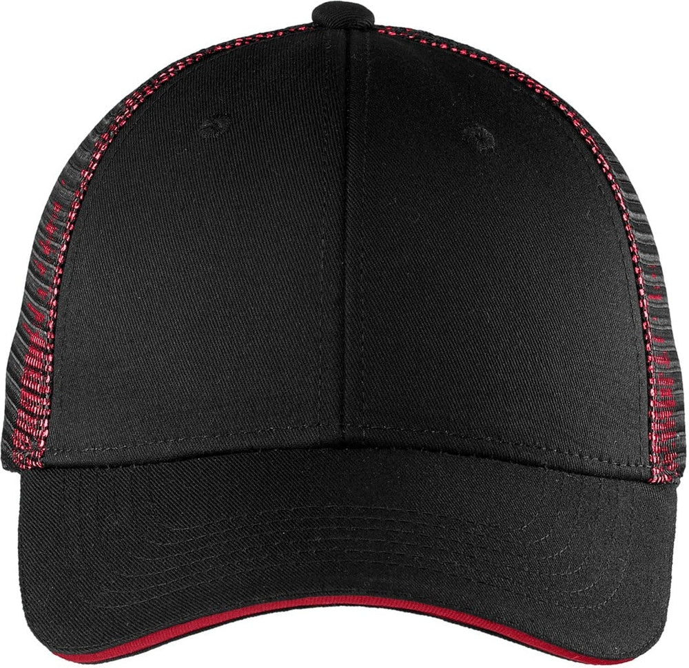 Port Authority Double Mesh Snapback Sandwich Cap-Regular-Port Authority-Black/Red-OSFA-Thread Logic