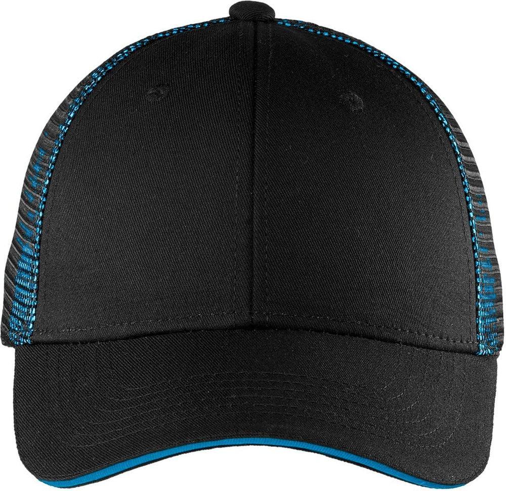 Port Authority Double Mesh Snapback Sandwich Cap-Regular-Port Authority-Black/Shock Blue-OSFA-Thread Logic