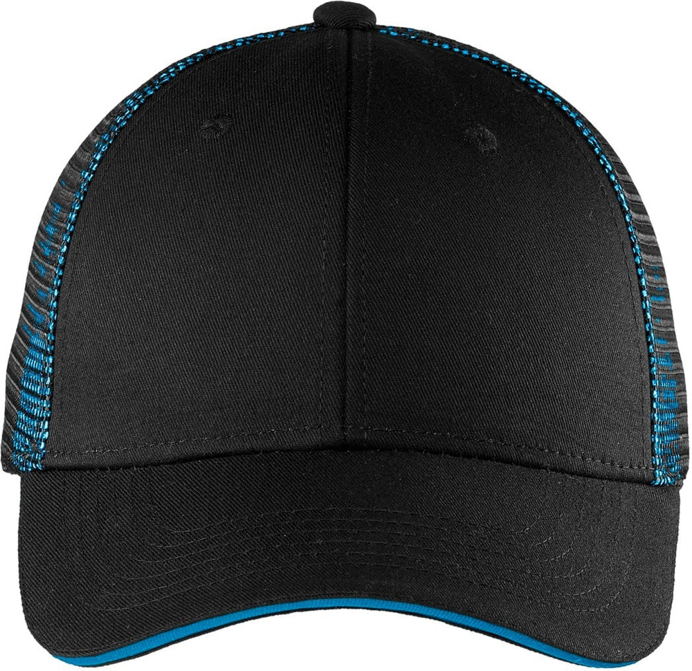 Port Authority Double Mesh Snapback Sandwich Cap-Regular-Port Authority-Black/Shock Blue-OSFA-Thread Logic